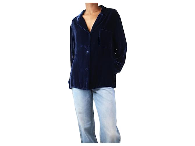 Golden Goose Deluxe Brand Blue button-up velvet blouse - size XS Viscose  ref.1282838
